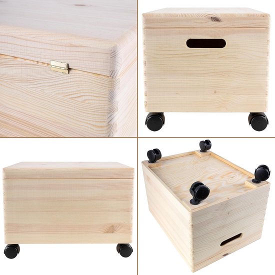 Vintage houten kist op stalen wielen Vintage brandhoutkist Houten kist opbergdoos - België
