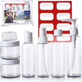 Reisflesjes voor Vliegtuig met Toilettas 8 delig - Reisflessen - Reiscontainers - Toiletartikelen - Reisflacons - Flessen voor Shampoo - Crème Conditioner - Spoeling