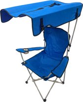 SFT Products - Opvouwbare Strandstoel met Zonnescherm - Blauw - Inklapstoel met Bekerhouder - Stoel met Zonnescherm en Bekerhouder - Strandstoel - Parkstoel - Campingstoel - Opvouwstoel