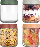 16 OZ Glazen Potten voor Overnight Oats en Salades - Set van 4 Herbruikbare Mason Jars - Ideaal voor Overnight Oats, Yoghurt, en Meer