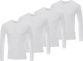 BOXR Underwear - Bamboe Longsleeve T-Shirt Heren - Ronde hals - Wit - 3XL - Zijdezacht - Thermo Control - Lange Mouwen Ondershirt Heren - 4-Pack