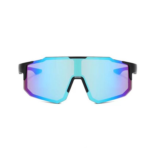 Zonnebril - Fiets - Sport - Festival bril - Rave - Voor heren en dames - Zwart/blauw - Spiegelglazen van Merkloos — afbeelding 2