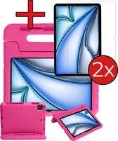 Kinderhoes Geschikt voor iPad Air 2024 (11 inch) Hoes Kinder Hoesje Kids Case Cover Kidsproof Met 2x Screenprotector - Hoesje Geschikt voor iPad Air 6 (11 inch) Hoesje Kinder Hoes - Roze