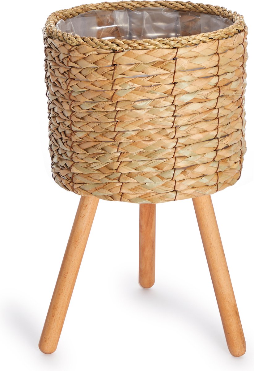 Paco Home Bloempot Sierbloempot Bloemenbak Binnenkant Plantenpot Set Mand Gevlochten Hout natuurlijk