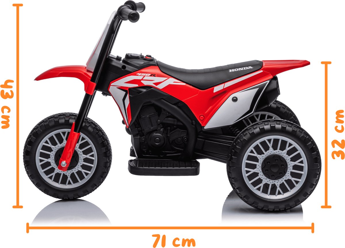Honda CRF450 Elektrische Kindermotor 1 tot 3 jaar – Officieel Gelicentieerde Crossmotor met 3 Wielen voor Extra Stabiliteit – Li-ion Kindermotor met Claxon & Automatische Rem – Rood — afbeelding 7