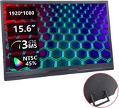 MiShar Beeldscherm - Portable Monitor - Gaming Monitor - Computerscherm - Extra Scherm Laptop - 15,6 Inch - 1920x1080 - Full HD - Met Beschermhoes - Zwart