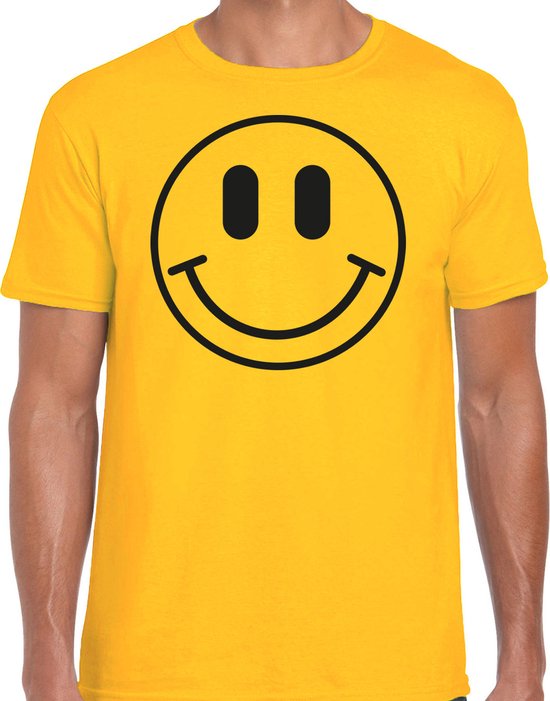 Bellatio Decorations Verkleed shirt heren - smiley - geel - carnaval - foute party - feestkleding XXL