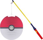 Pokemon lampion - rood - D25 cm - papier - met lampionstokje - 50 cm