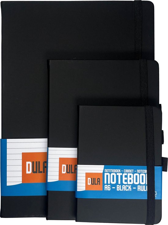 Cahier DULA A5 Zwart ligné avec couverture rigide