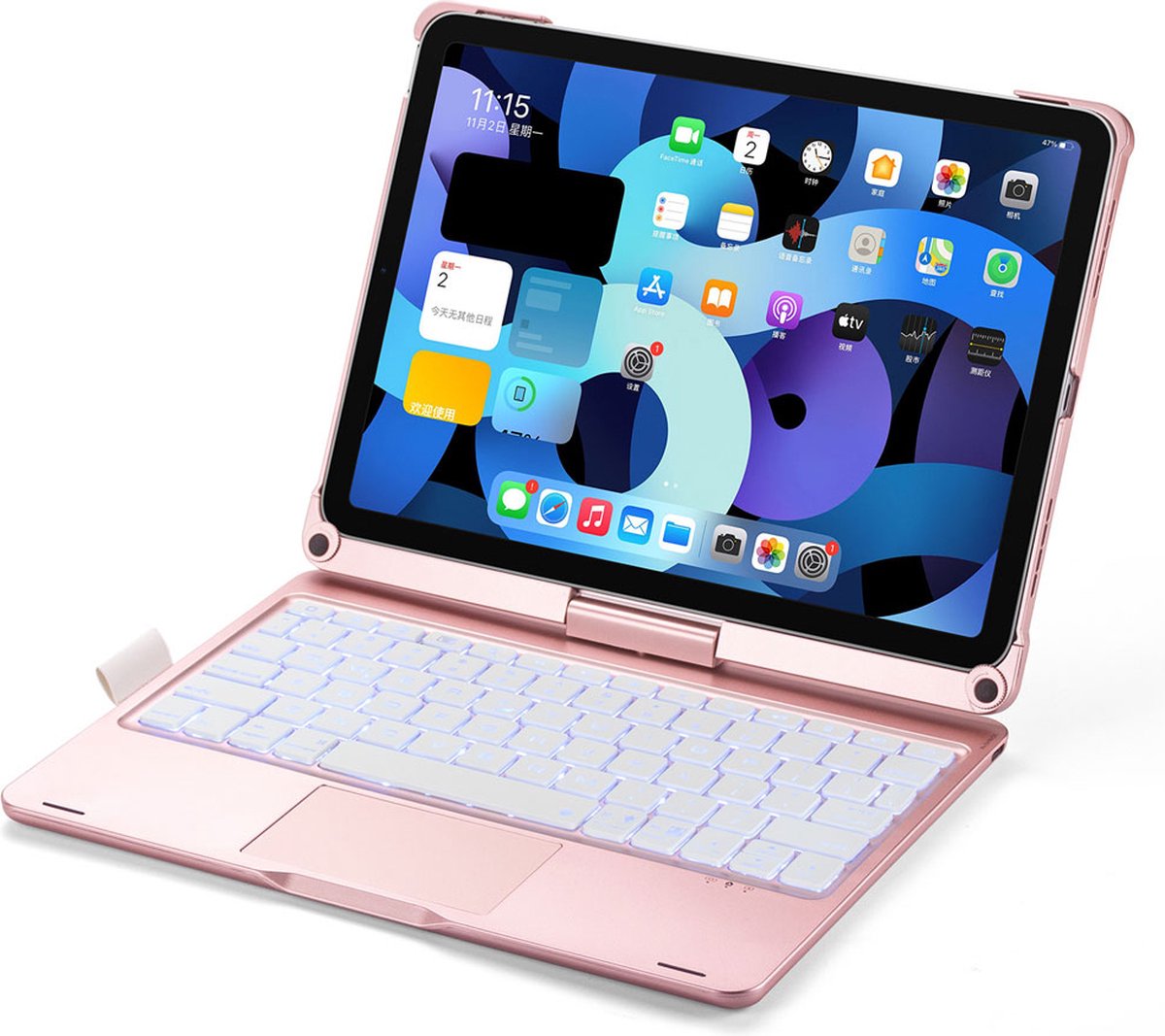CaseBoutique Bluetooth Keyboard Case met Muis Trackpad en 360 graden scharnier - Geschikt voor iPad Air 11 (M2/M3) - QWERTY indeling - Roze