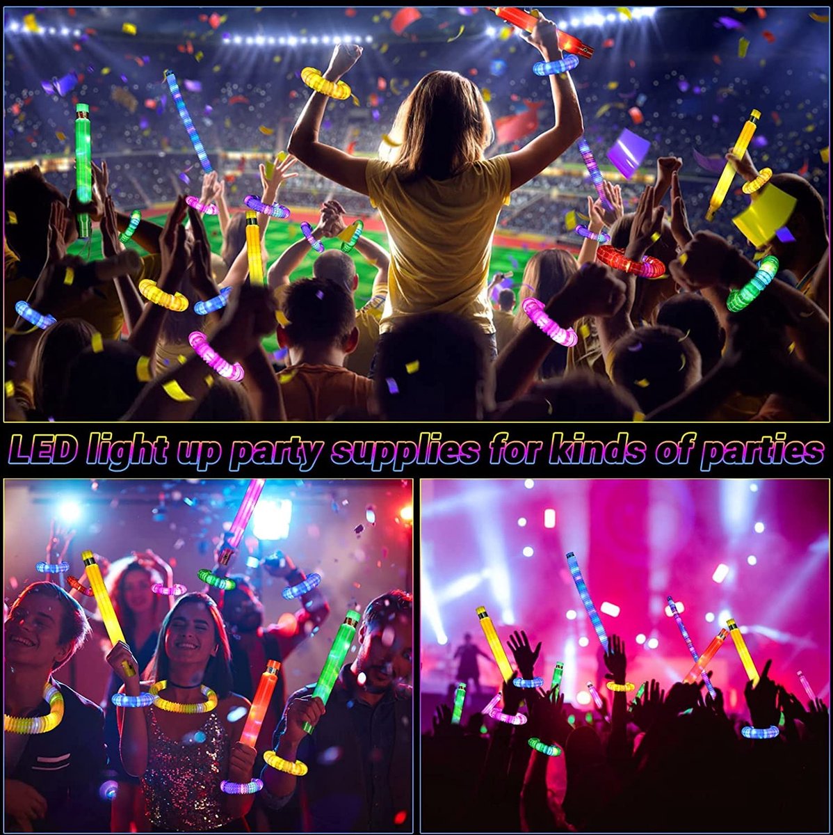 Merdoo Sensorische Buizen - Kleurrijk speelgoed voor alle leeftijden - 12-delige Led Foam Sticks - Multicolor Led - Lange Brandduur - Neon Party Sticks - Verjaardag Feest Versiering - Foam Lichtstaaf - Lampjes Kerst - Glow in The Dark