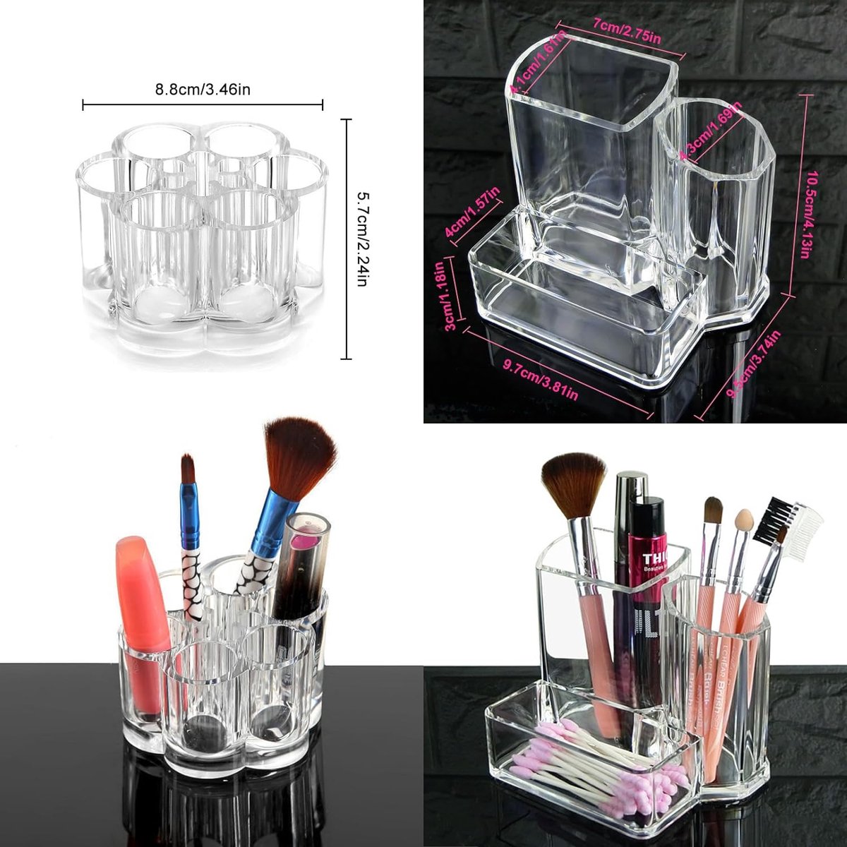 Acryl Cosmetische Organizer 2 stuks Organizer Make-Up Cosmetische Organizer Make-up Organizer Cosmetische Opbergdoos Cosmetische Box voor Kaptafel Slaapkamer Badkamerkast