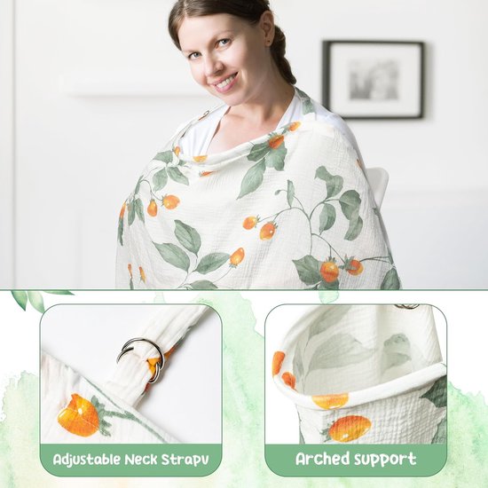 Borstvoedingsdeken voor borstvoeding, verstelbare borstvoedingponcho zacht katoen ademend baby autostoelhoes borstvoedingsschort voor moeder baby pasgeborenen outdoor benodigdheden (fruitblad) van $ — afbeelding 4