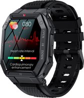 WizBay Premium Select™ Sport Smartwatch 1.85inch HD TFT - Bluetooth Call - AI Voice Assist - Magnetic Laden - Dynamic Hart Monitor - O2 en Bloeddrukmeter - Multiple 100+ Sport Modi - Slaap Monitor - Message - Allu Mat Zwart Case - TPU Zwarte Band