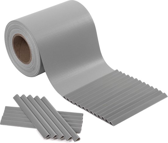 PVC scherm, hekfolie 40 m x 19 cm, extra dik en oogdicht, met 25 x montageclips, lichtgrijze