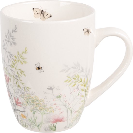 Clayre & Eef Mok 350 ml Wit Porselein Bloemen