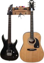 Gitaar muurbevestiging | Dubbele gitaarmuurbeugel met plank | Eenvoudig te installeren | Accessoires voor elektrische akoestische | Bas- en elektrische gitaarhanger