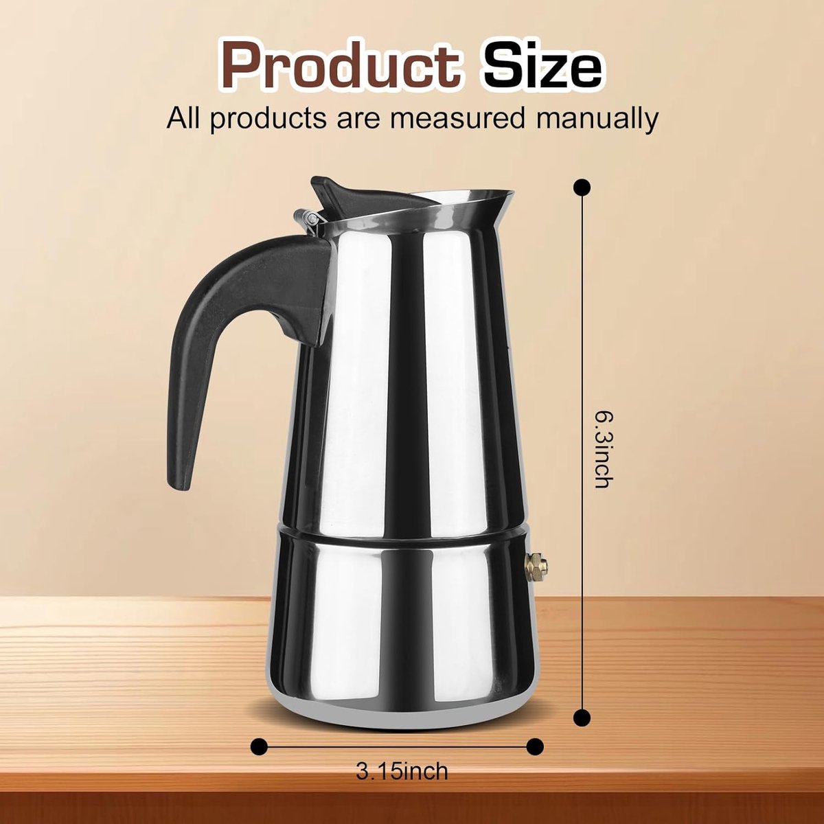 Espressomachine 450 ml, roestvrijstalen mokkakan, geschikt voor alle warmtebronnen, inclusief inductie, camping koffiekoker, espresso-koffiezetapparaat voor op gas, elektrisch en meer