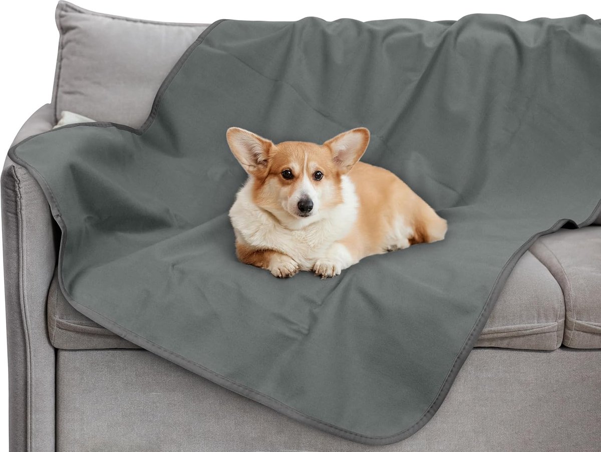 Waterdichte koeldeken voor honden, aan beide zijden bruikbare waterdichte bankovertrek, meubelbescherming, wasbaar, lekvrij, comfortabel, 130 x 75 cm, grijs