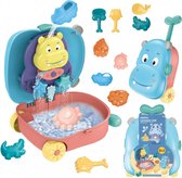 Playos® - Zandset - Nijlpaard - Blauw/Roze - Koffer - met Accessoires - Waterspeelgoed - Strandspeelgoed - Zandspeelgoed - Buitenspeelgoed - Zandspeelset