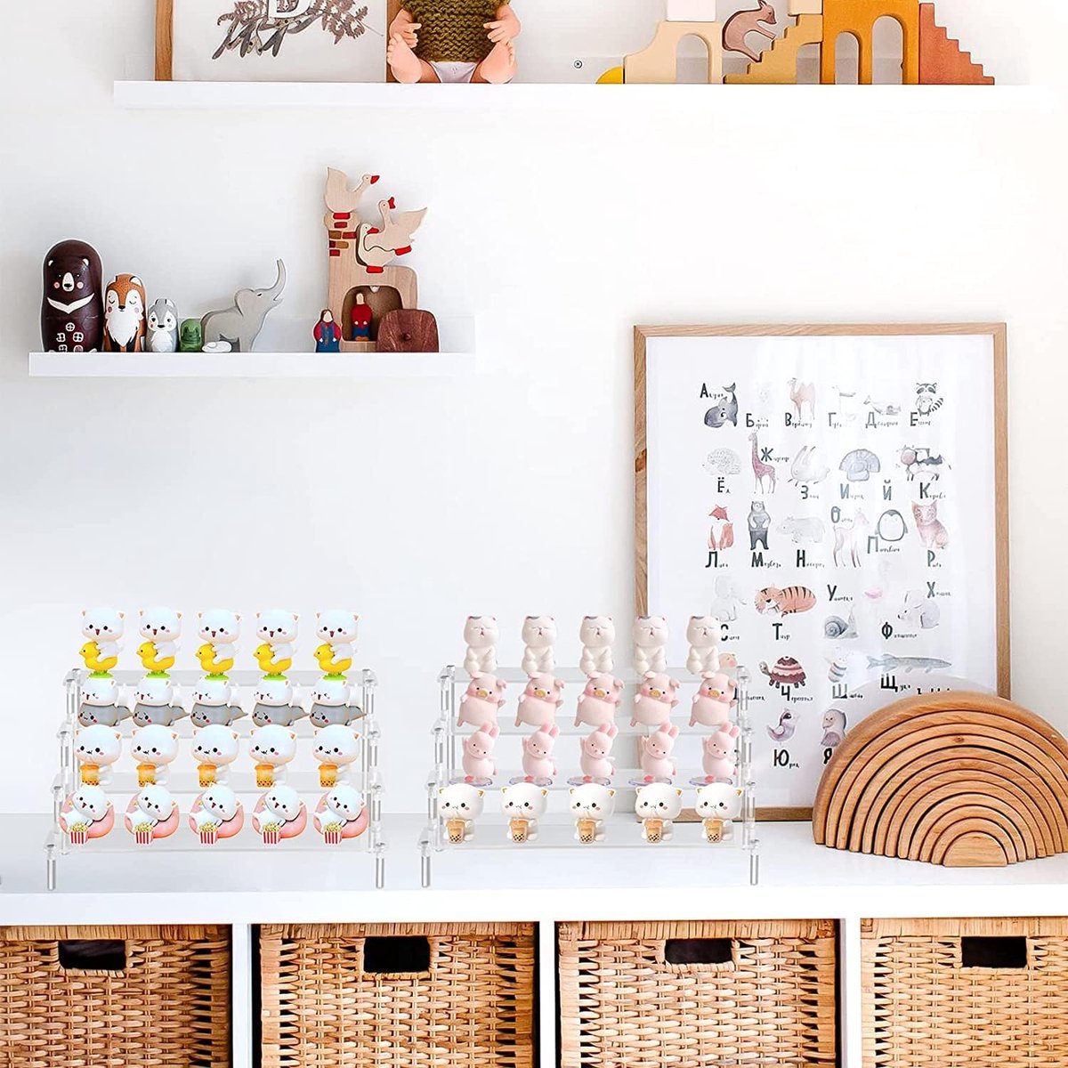 Goedkoopste Acryl displaystandaard, 3-laags helder acryl displayverhogers, transparant acryl standaard stijgplank, sieraden display stijgplank vitrine, decoratieve trappen weergeven, voor figuren, cupcake, organisator