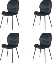 Nuvolix velvet eetkamerstoelen set van 4 - Texas - eetkamerstoel - velvet stoel - zwart