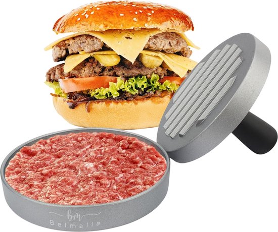 Profi Burgerpers Hamburgerpers 100 mm Aluminium - Pattyuitwerper Anti-Haft-Préging | Alugietpers voor perfecte burgerhamburgers | Pattie Maker Patty Former - hoogwaardige gehaktpers