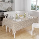 Eettafellaken, 4-6-zits, 145 x 180 cm, bloemen, beige, jacquard, print op Chambray Homespun Cotton I voor familiebijeenkomsten, feesten die ik wasbaar is