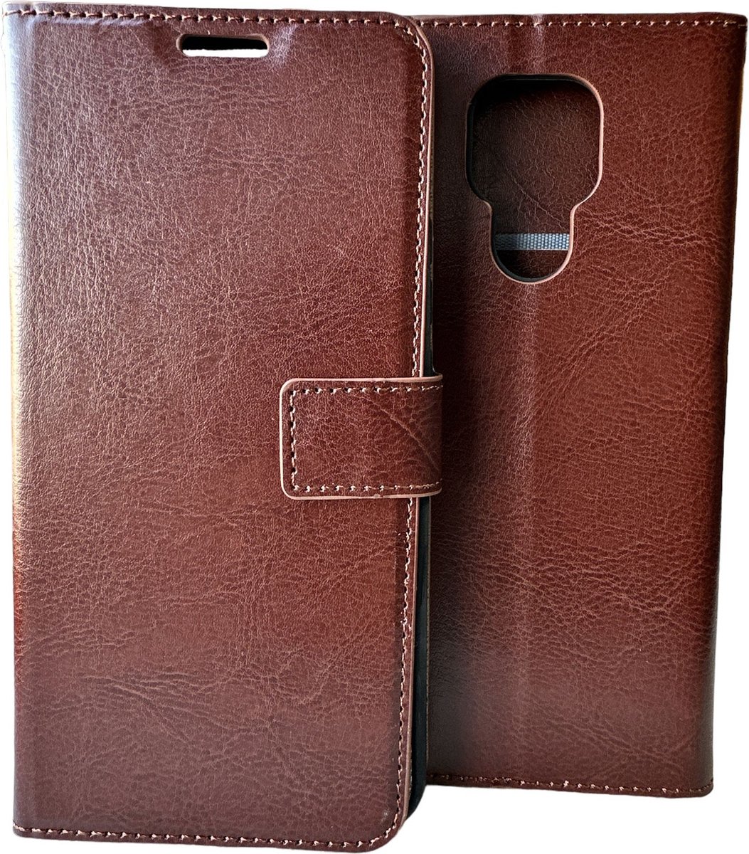 Bookcase Geschikt voor: Motorola Moto E7 Bruin - portemonnee hoesje - ZT Accessoires