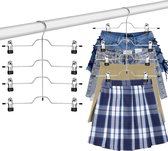 2 stuks broekhangers met clips, rokhanger met 4 niveaus, metalen kleerhangers met klemmen, ruimtebesparende broekstandaard voor broeken, rokken, jeans, handdoeken, shorts