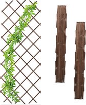 Relaxdays plantenklimrek set van 3 - uitschuifbaar - 90 x 180 cm - houten klimplantenrek