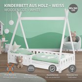 Kinderbed met uitvalbeveiliging en lattenbodem 80x160 cm Wit grenen hout ML-Design