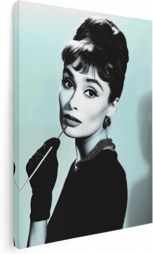Artaza Canvas Schilderij Zwart Witfoto van Audrey Hepburn - 30x40 - Klein - Foto Op Canvas - Canvas Print