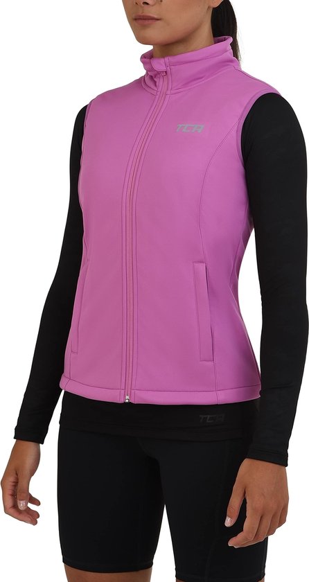 TCA Dames Flyweight Winddicht Hardloop Fiets Gilet met Ritszakken - Roze, XL