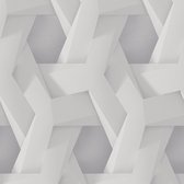 3D behang Profhome 387211-GU vliesbehang hardvinyl warmdruk in reliëf glad met geometrische vormen mat grijs wit 5,33 m2