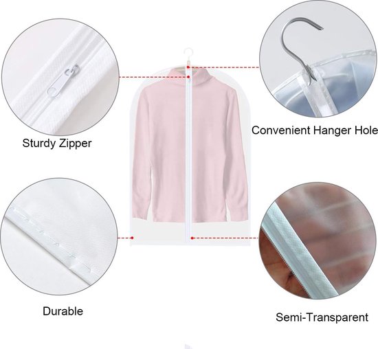 De Kledinghanger Gigant - 2 x Kledinghoes / kledingzak (non woven) wit