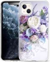 Coque iPhone 14 / 13 - Fleurs Violet - Coque arrière - Cityhoesje.nl
