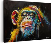 Artaza Canvas Schilderij Kleurrijk Kunstwerk van een Chimpansee - 120x80 - Groot - Foto Op Canvas - Canvas Print