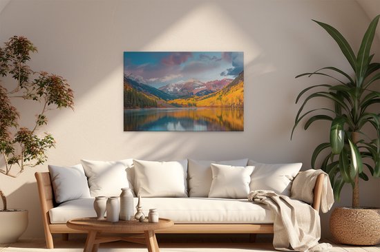 Tableau Artaza « Les Montagnes se reflètent dans un lac » – 120 x 80 cm – Groot – Photo sur toile – Impression sur toile
