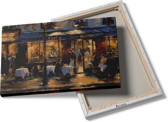 Artaza Tableau sur toile représentant un café à Paris - 90 x 60 - Décoration murale - Photo sur toile - Impression sur toile