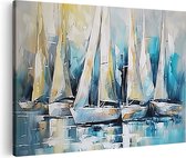 Artaza Canvas Schilderij Kunstwerk van Zeilboten in het Water - 90x60 - Wanddecoratie - Foto Op Canvas - Canvas Print