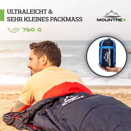 Ultralichte en Compacte Zomerslaapzak / 3-4 Seizoenen Mummie Slaapzak - Outdoor Kamperen Reizen Festivals (205 x 80cm) - Koppelbaar van Merkloos — afbeelding 2