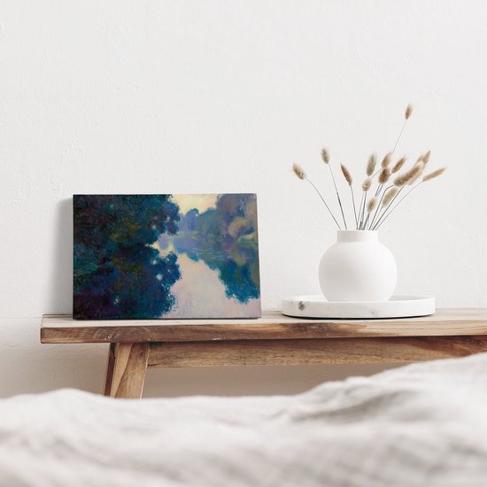 Artaza Canvas Schilderij Kunstwerk van Rivier en Bomen - Landschap - 30x20 cm - Klein - Wanddecoratie Woonkamer - Schilderijen - Muurdecoratie