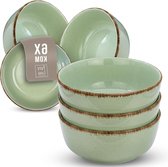 Set de 6 bols de céréales en poterie rustique - Bols modernes sans danger pour le lave-vaisselle - Bols vert menthe élégants - Bols à soupe et Échelles