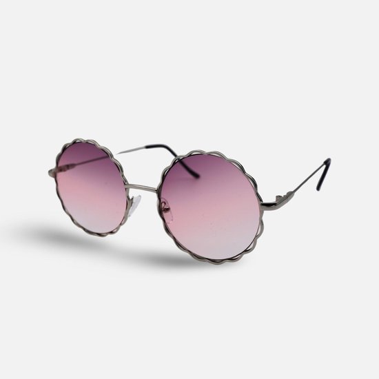 Montuurtjevoorjou - Round Wave Purple - Zonnebril - Zonnebril Dames - Rond - Metaal - Zilver van Montuurtjevoorjou — afbeelding 2