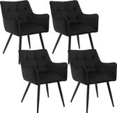 Rootz Velvet Eetkamerstoel Set van 4 - Elegante stoelen - Comfortabele zit - Schuim met hoge dichtheid - Stevig metalen frame - Ergonomisch ontwerp - 57 cm x 80 cm x 57 cm