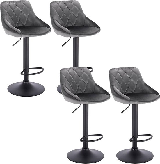 Rootz Velvet Barkrukken - Verstelbare tegenstoelen - Draaibare barkrukken - Comfortabele zitplaatsen - Veilig en duurzaam - Stijlvol ontwerp - 35 cm x 38 cm x 84-106 cm