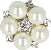 Haarbroche Haar Broche Speldje Klein Strass Parel 2cm Wit Diy Haaraccessoires