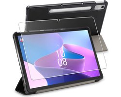 ebestStar - Hoes geschikt voor Lenovo Tab P12 (2023), Slanke Design PU Lederen Etui, Automatische Slaap/Wake, SmartCase hoesje, Zwart + Gehard Glas