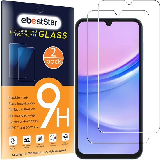 ebestStar - Verre Trempé x2 compatible avec Samsung Galaxy A15, A15 5G, Vitre Protection, Film Anti Casse, Anti Rayures, Sans bulles
